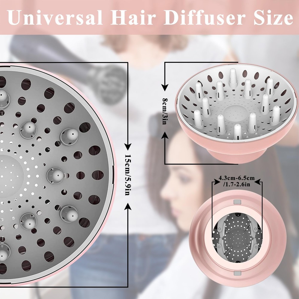 Hair Dryer Diffusers Universal Diffuser Adaptable for Blow Dryers Pink