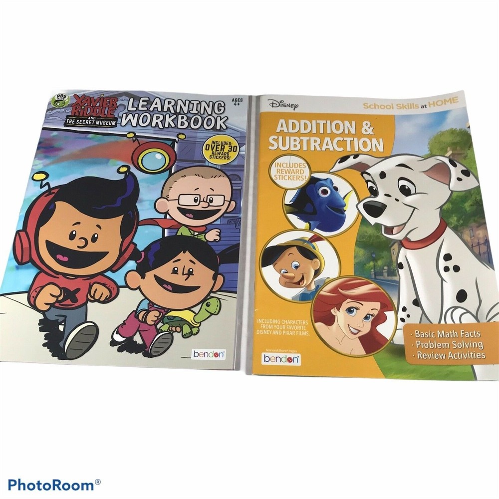 2-Pack Xavier Riddle Learning/Disney Addition & Subtraction Workbooks New