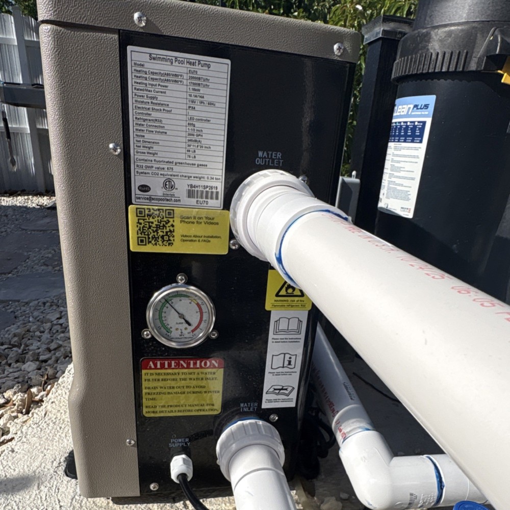 ECO POOLTECH EU70 Heat Pump 17000-20000 BTU IPX4 for Swimming Pools