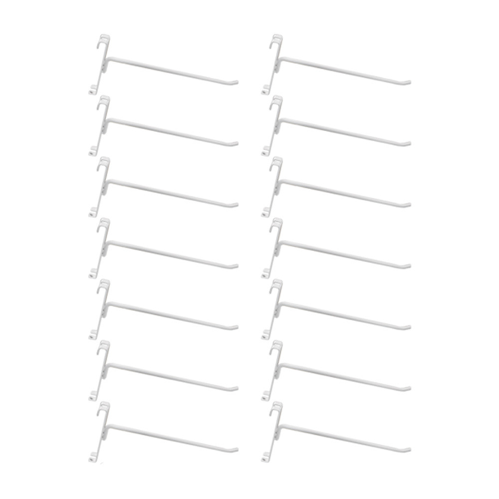 10 Pc GLOSS WHITE 8" Long Gridwall Hooks Grid Panel Display Wire Metal Hanger
