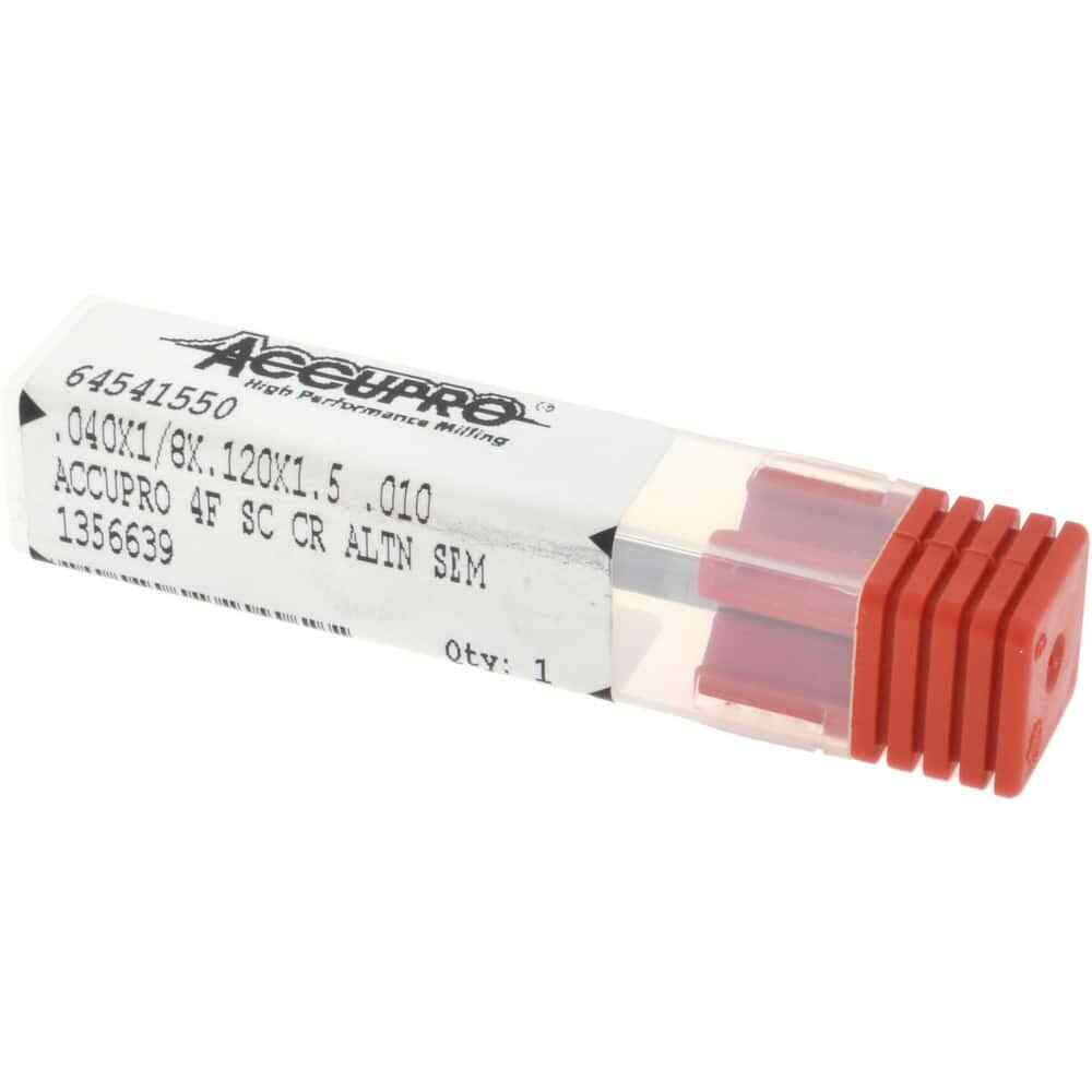 Accupro 0.04" Diam 4 Flute Single End Solid Carbide 0.01" Corner Radius End M...