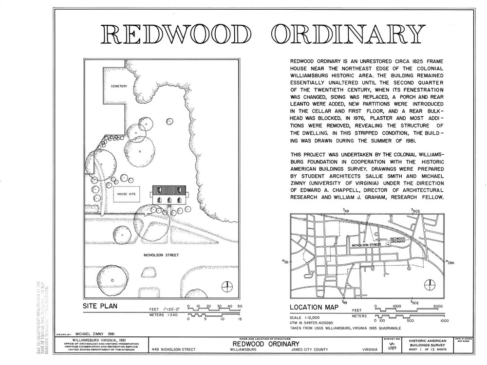 Colonial Williamsburg Timber Framed Cottage - Printed Architectural Plans