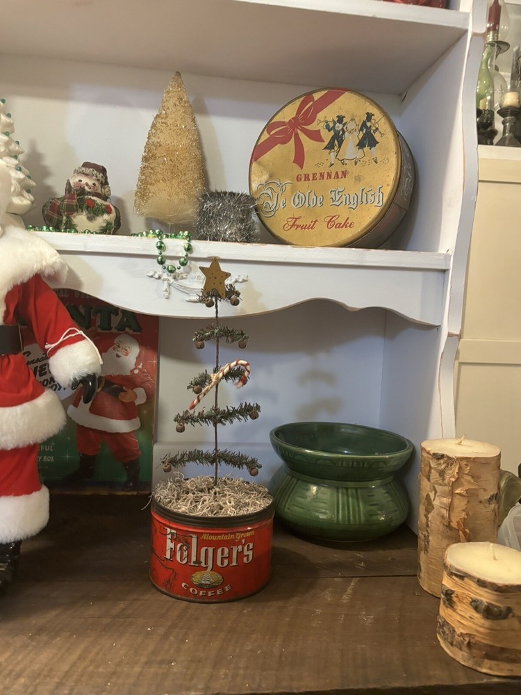 Easter Bottle Brush Tree Nestled inside a vintage Floral China Easter Egg