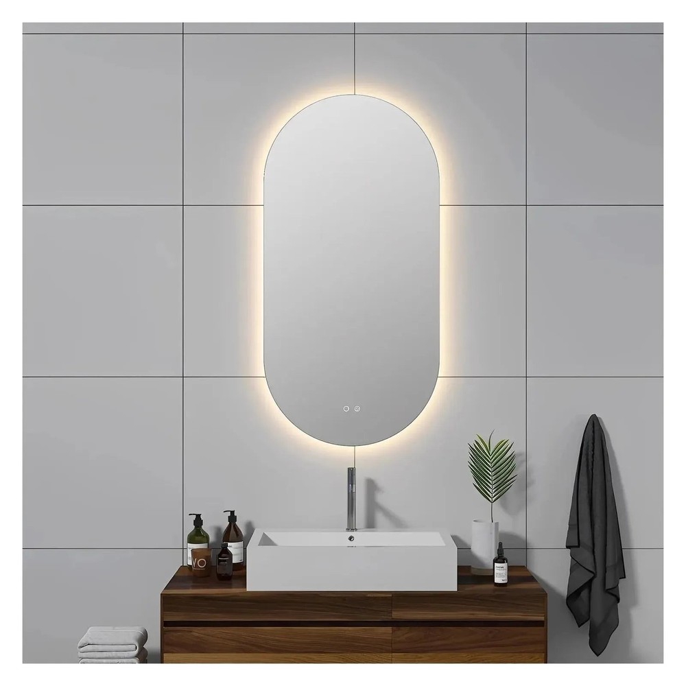 LUXOR PILL LED VANITY OVAL MIRROR - ADJUSTABLE TEMP. & BRIGHTNESS - 24 x 48