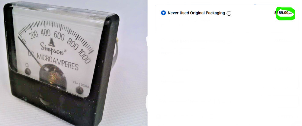 0-1000 DC MICROAMPERES PANEL METER SIMPSON S13260 NEW IN BOX [RSOF]