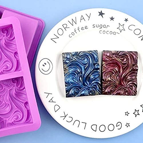 2PCS Sea Wave Silicone Soap Molds, 4-Cavity Rectangular Waves for Silicone Mold