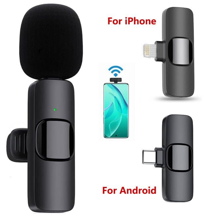 Lavalier Microphone Wireless Audio Video Recording Mini Mic For Android / iPhone