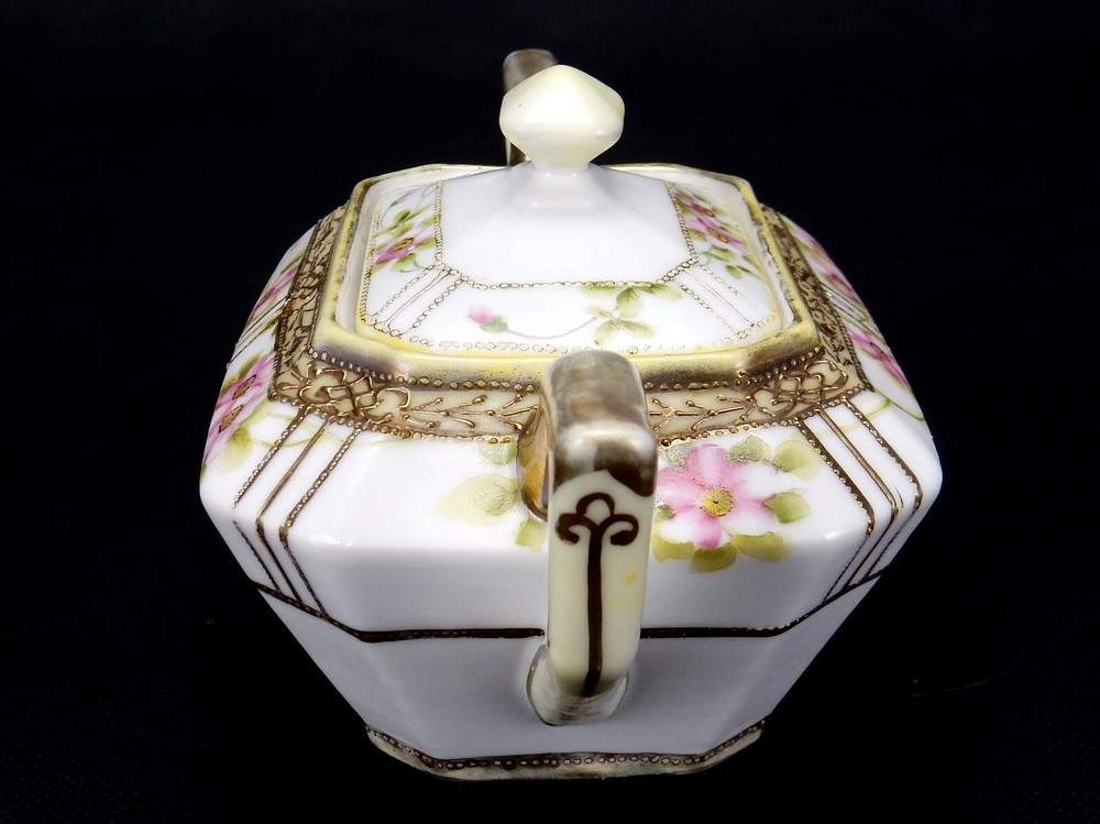 Nippon Creamer & Sugar Bowl, Hand Painted Nippon Rectangular Creamer & Sugar