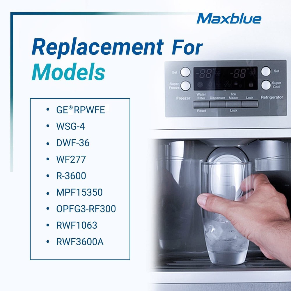 Maxblue Refrigerator Water Filter, Replacement for GE® RPWFE(with CHIP) 1-6 Pack