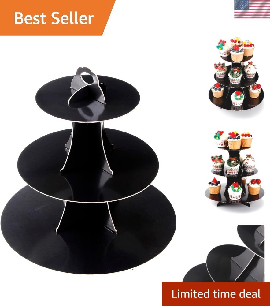 Durable Cardboard 3-Tier Cupcake Tower - Stylish Displays for All Occasions