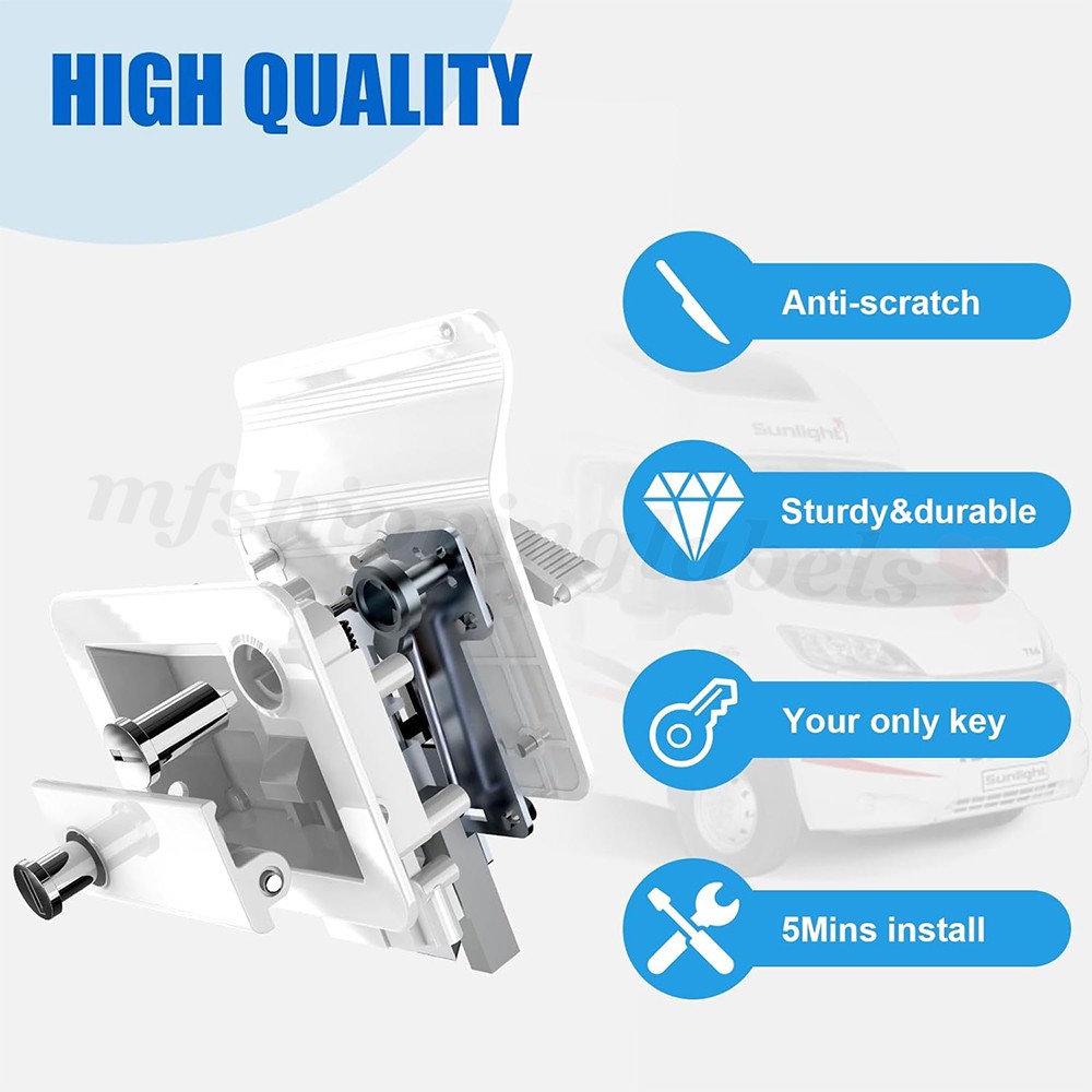 RV Paddle Entry Door Lock Latch Handle Knob Deadbolt For Camper Trailer White