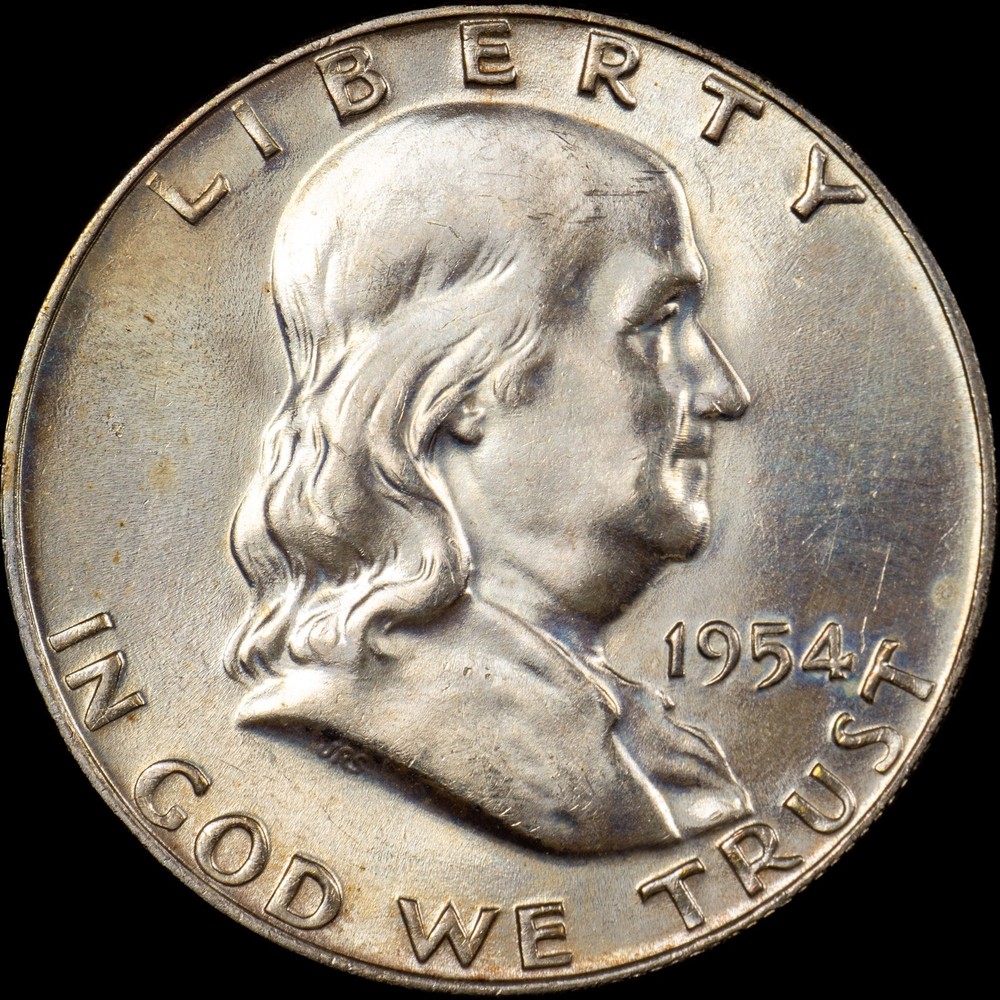 1954-D Franklin Half Dollar - Lightly Toned - AU!