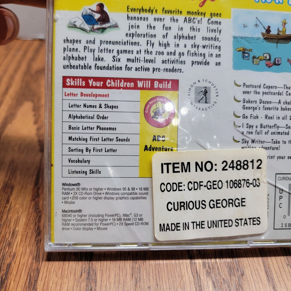 Curious George Pre-K ABC's (CD-Rom 2000) Simon& Schuster (Windows and Mac)