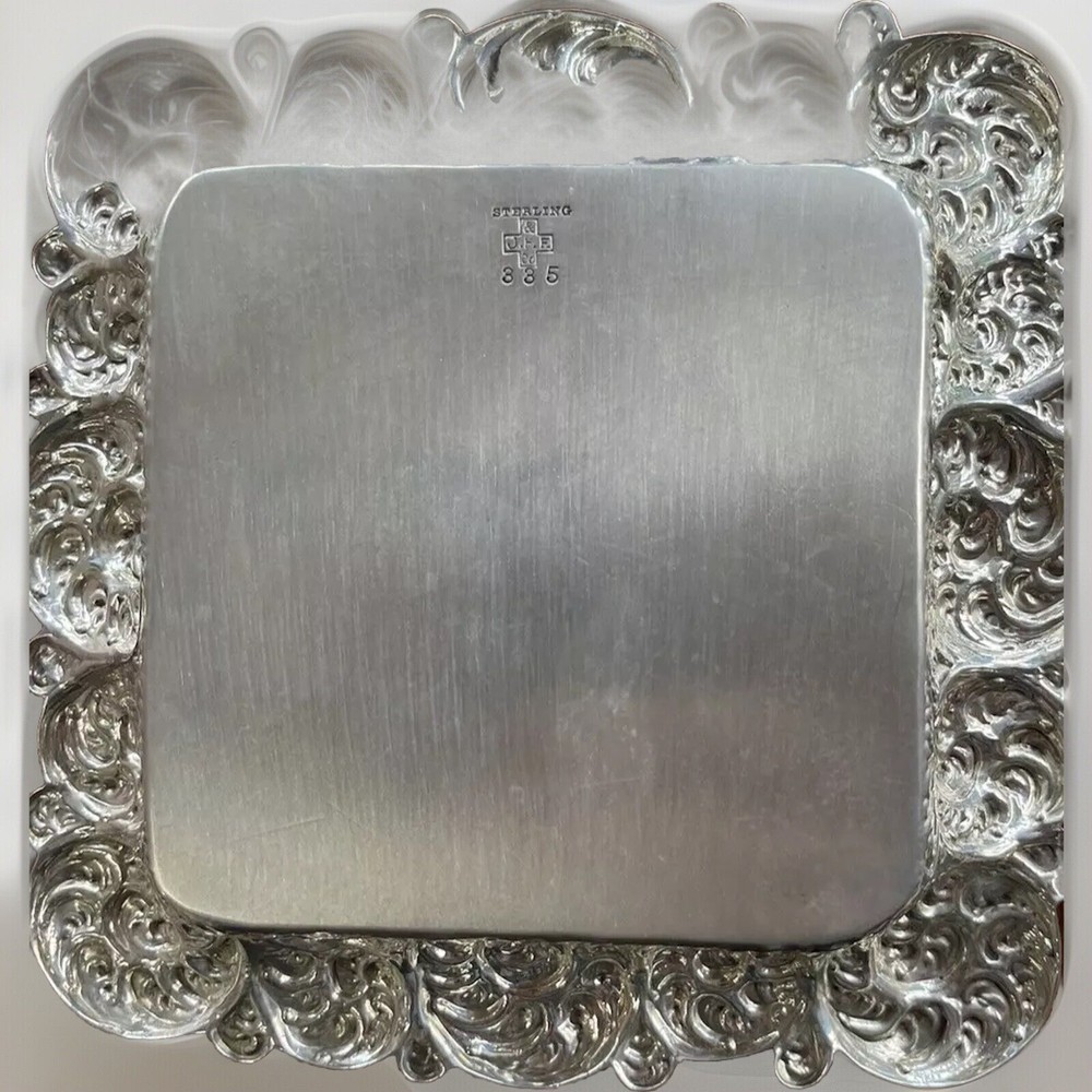 Vintage Sterling Silver Square Dish Repousse