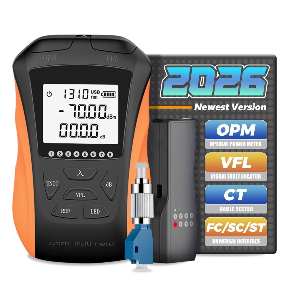 Battery-Powered Optical Power Meter with LED Flashlight - Smart Testing Tool