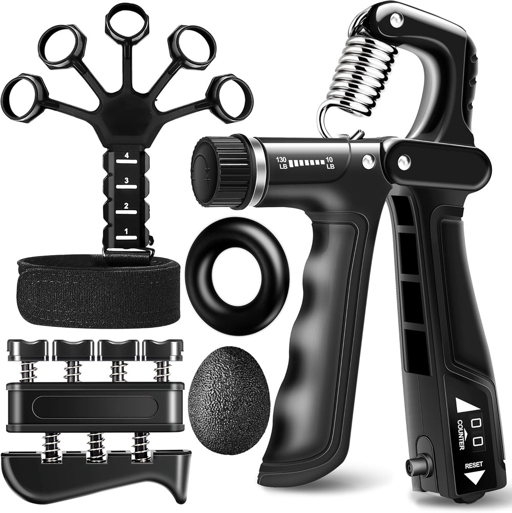 Grip Strength Trainer Kit 5 Pack Adjustable Hand Gripper Forearm Exerciser