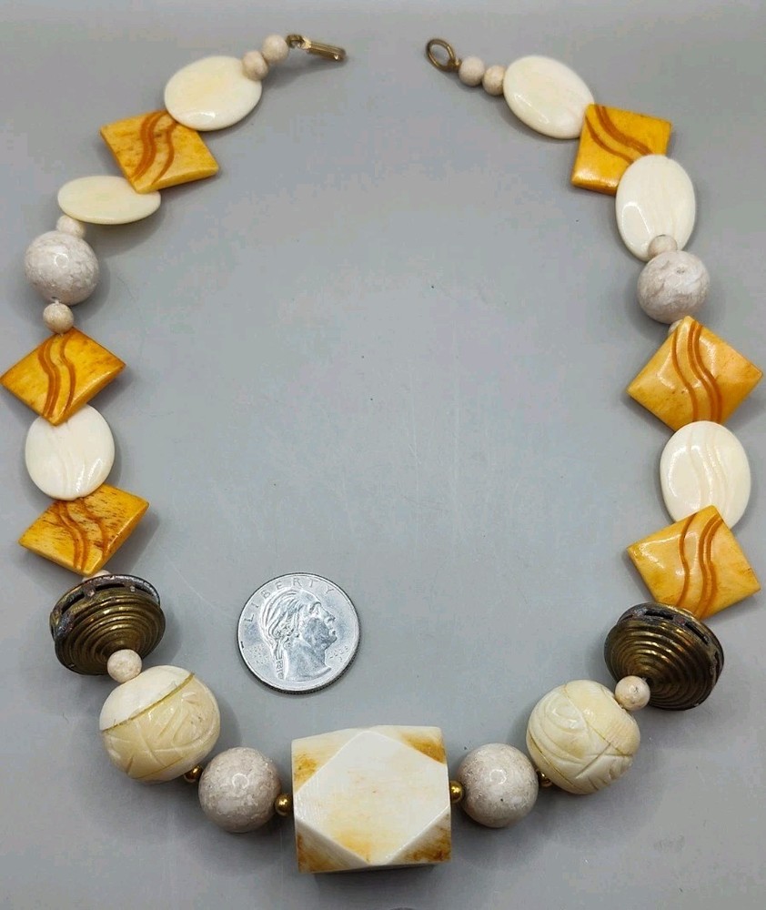 Vintage Chunky Beaded Designer Necklace 19"