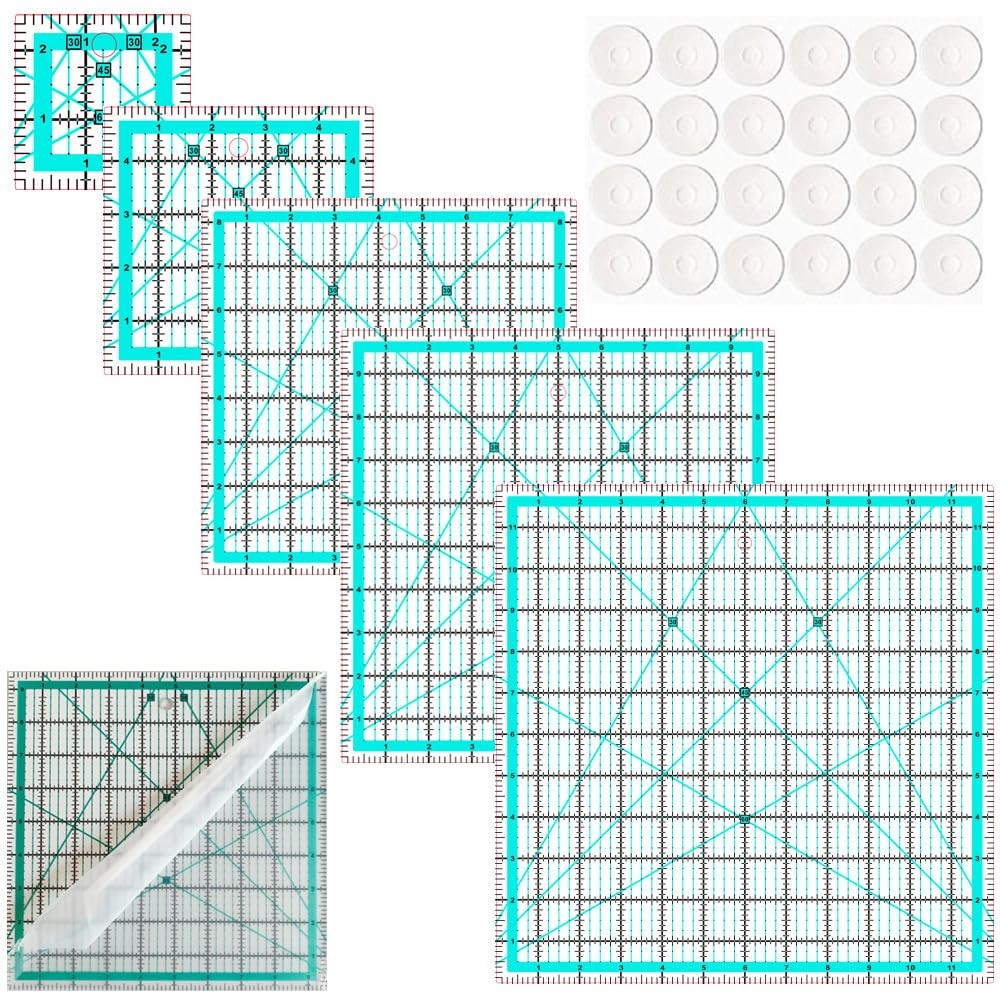 5 Piece Quilting Square Ruler Template Set Acrylic