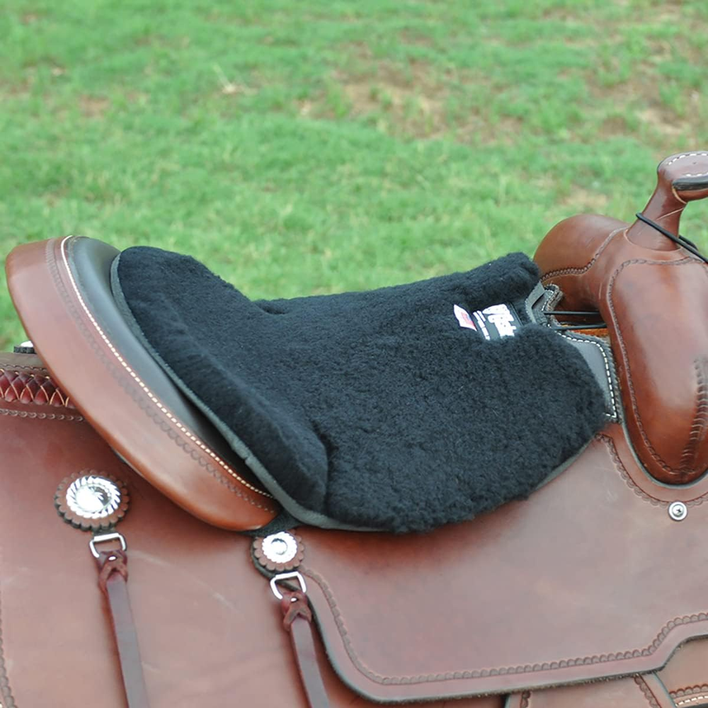 Western Saddle Long Fleece Tush Cushion, Black