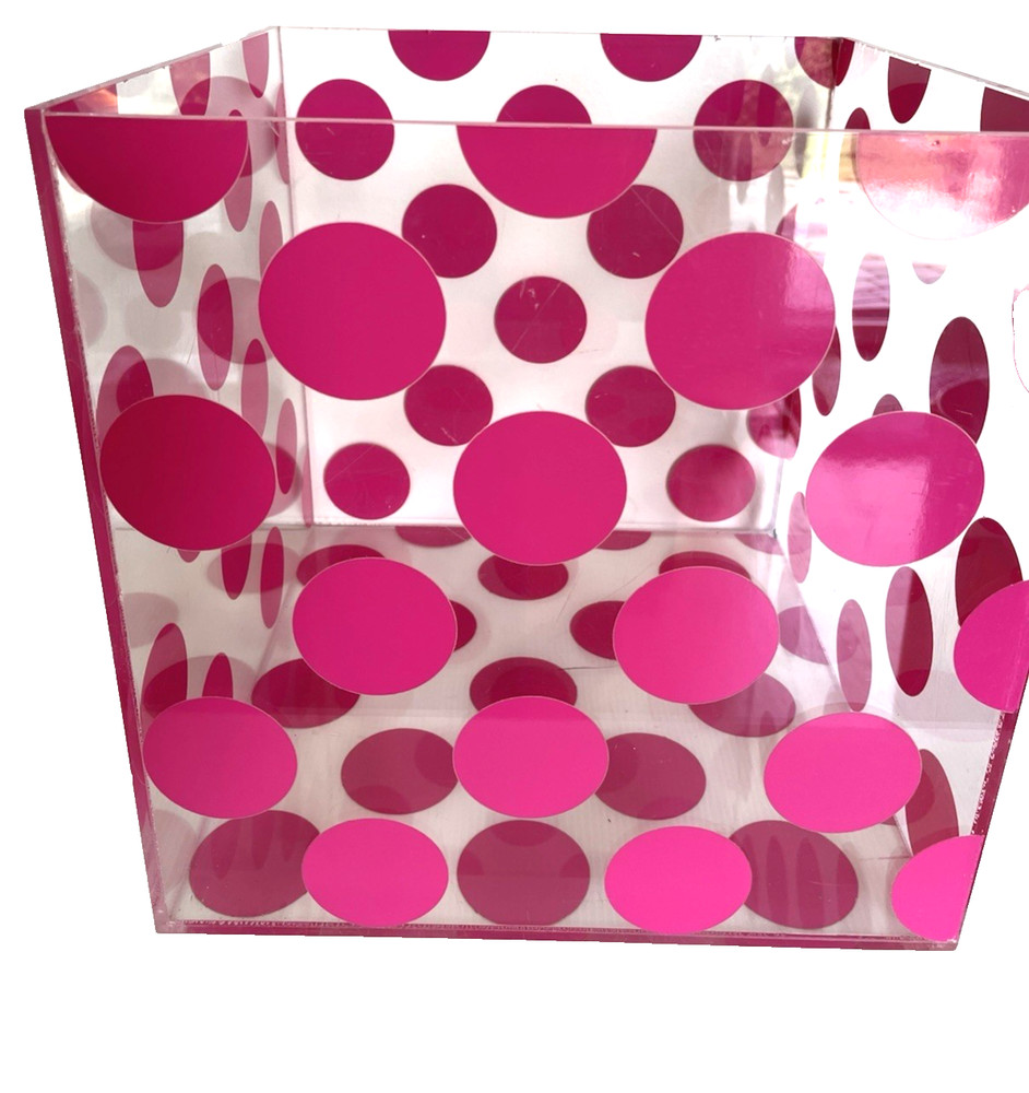Clear Lucite Pink Dot VS Display Cube 14 x 14 x 14