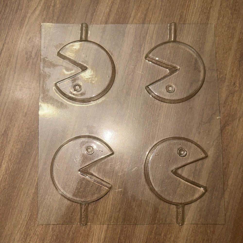 One Plastic Candy Mold - 4 packman suckers on tray - Used