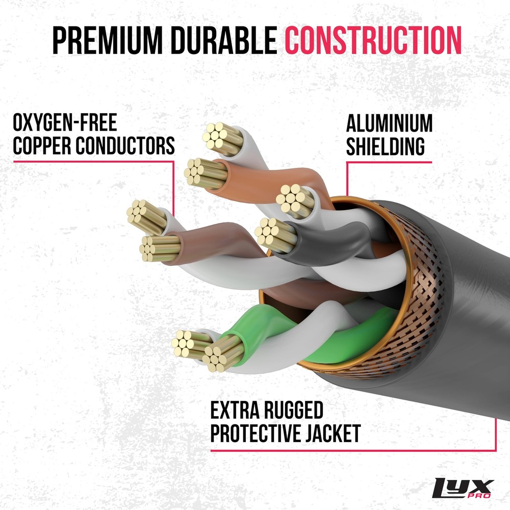 LyxPro 100 Feet Shielded CAT6 Ethercon Cable - Professional Audio & Lighting ...