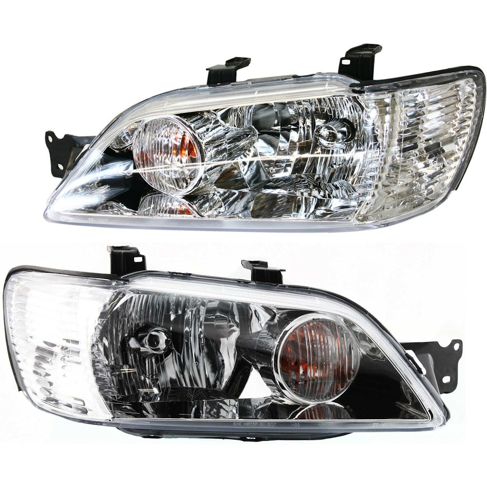 Headlight Set For 2002-2003 Mitsubishi Lancer Left and Right With Bulb 2Pc