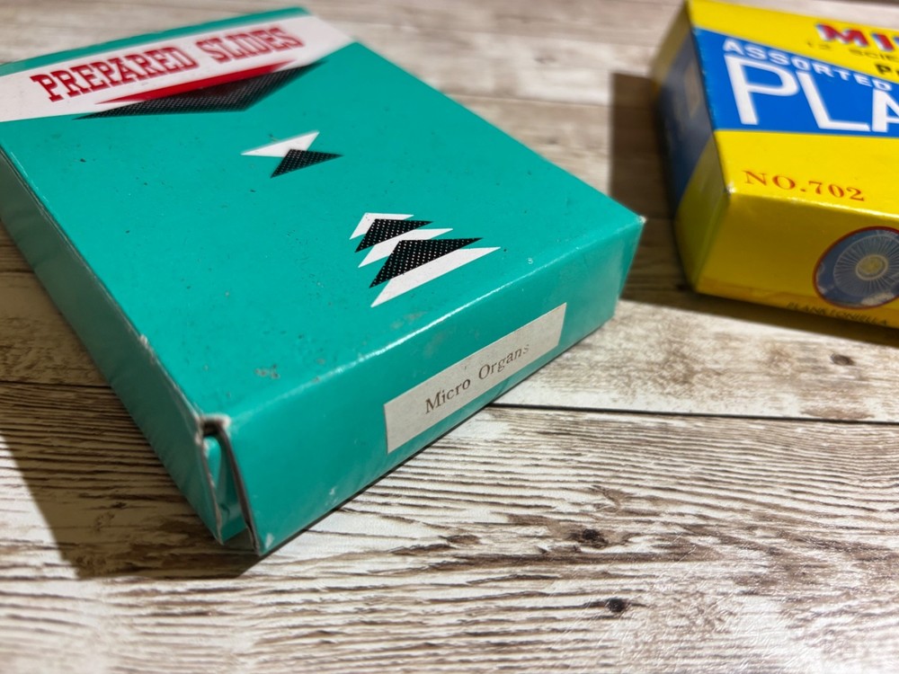 Vintage Sans & Steiffe Microcscope with case, tools and asst slides