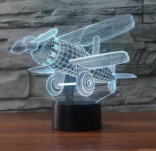 7 Colors Changing 3D Desk Table Lamp Airplane 3D illusion Night Light LED Touch