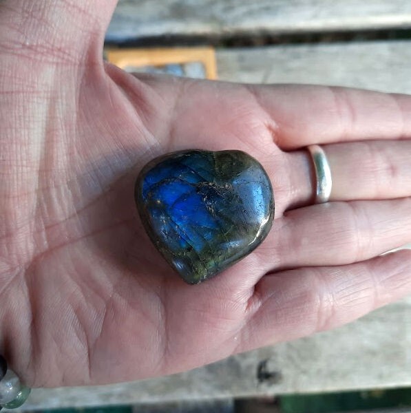 Labradorite Heart Set, Transformation, Higher Realm Connection, Full Potential