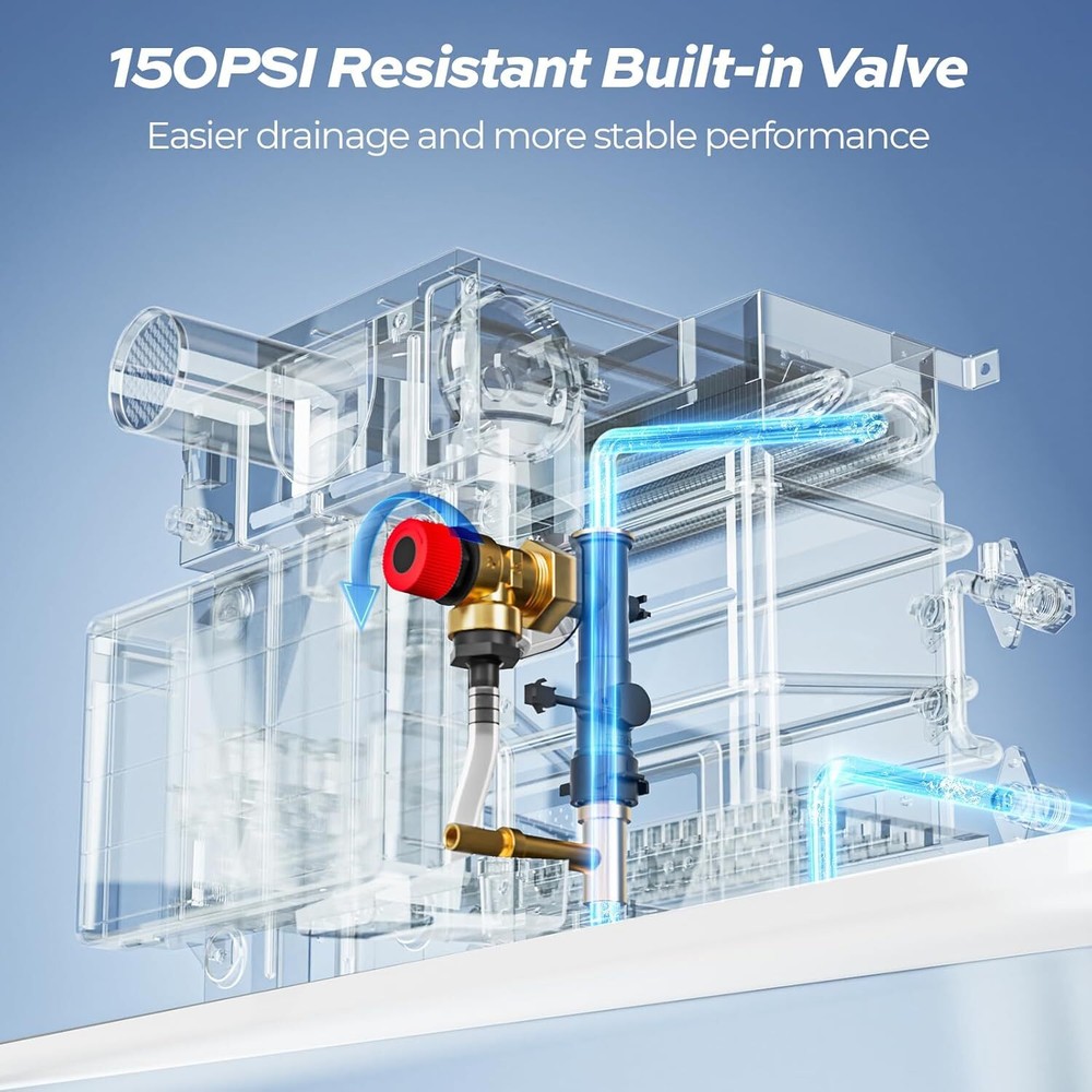 RV Tankless Water Heater Propane Gas 55,000BTU With 15 x 15 inches White Door