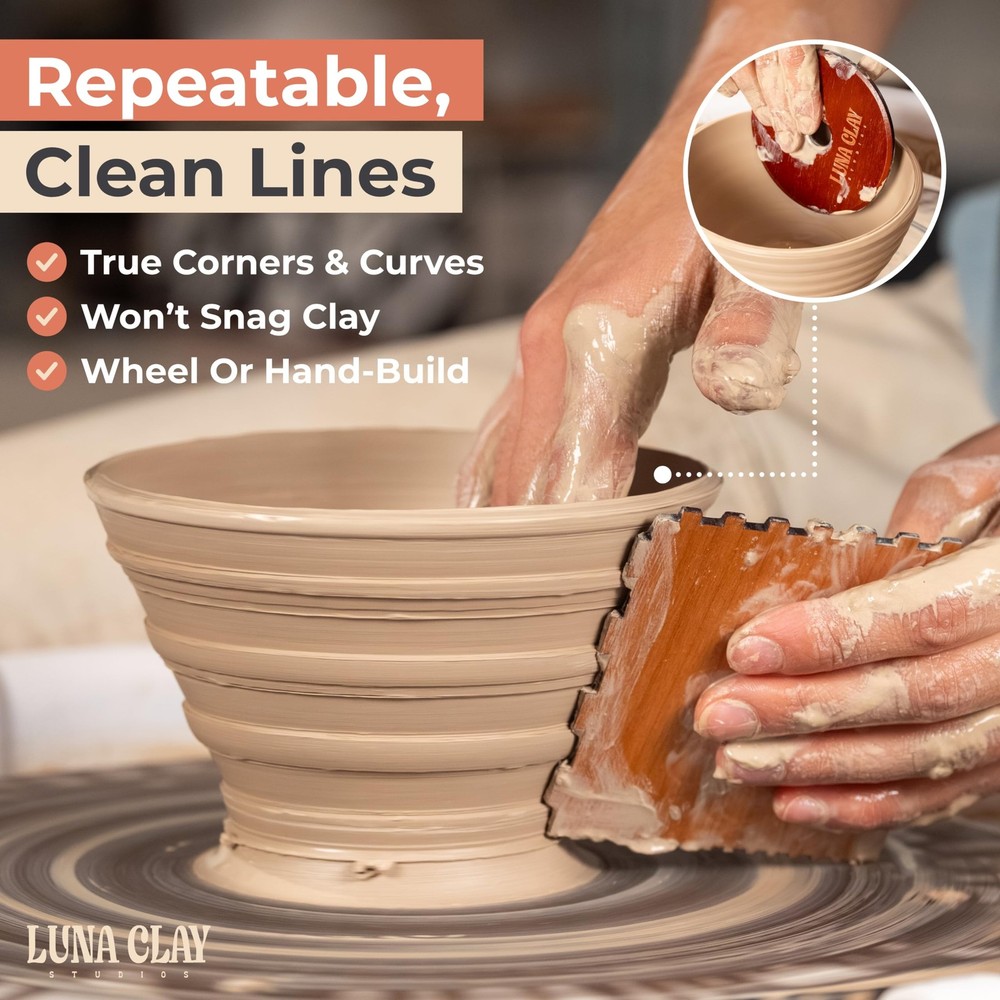 Pottery Ribs Tool Set | 8 Pack - Ceramic Tools for Pottery, Crescent (8pc)