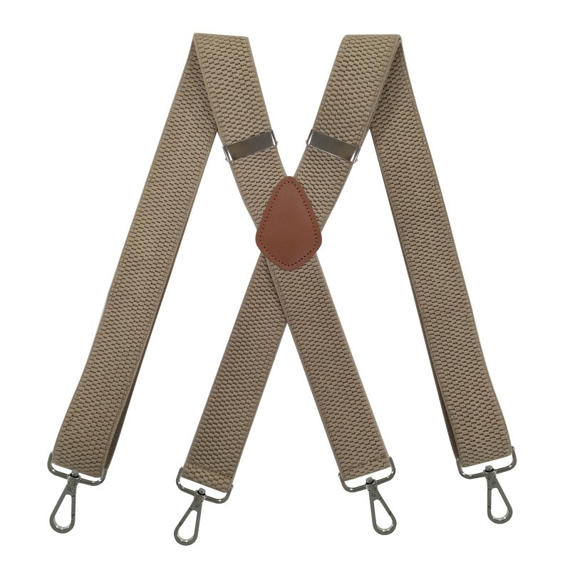Men's 4-clip Elastic Suspenders 3.8cm Width X-shaped Corn Pattern Heavy Duty