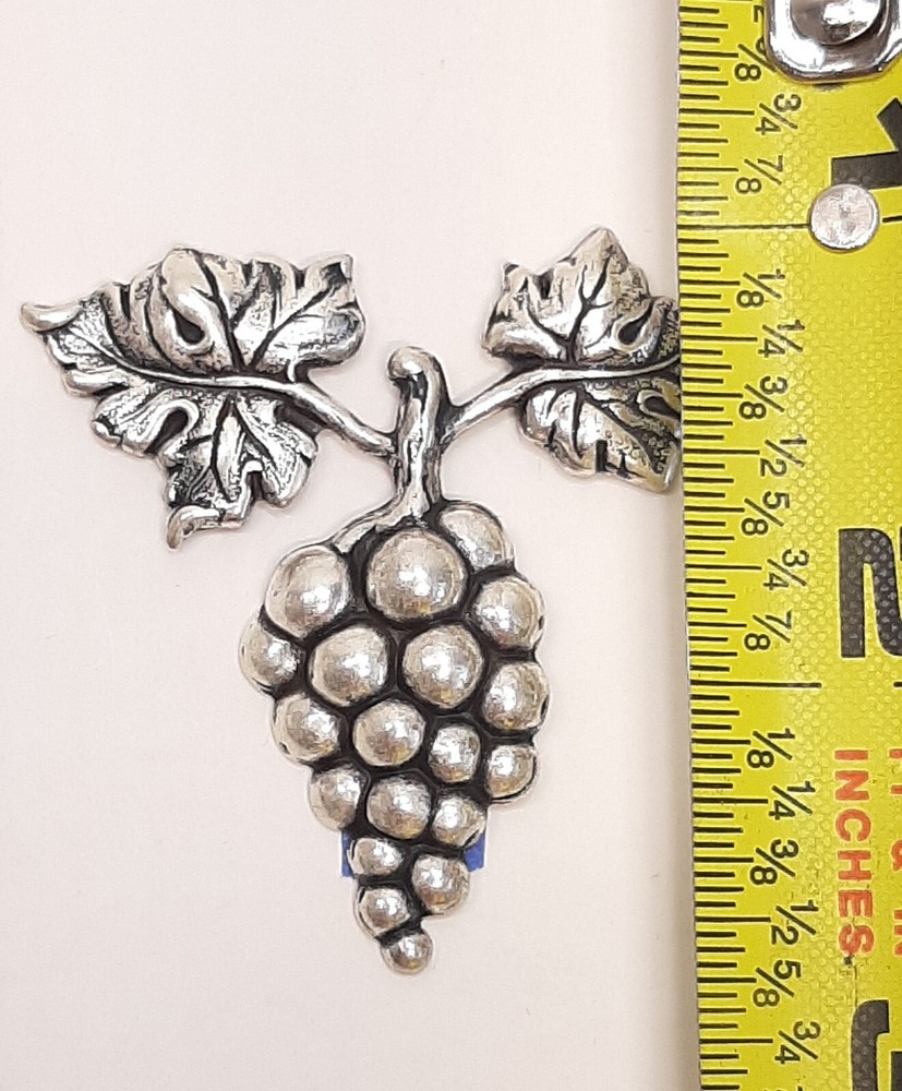 EMBOSSED STAMPED SILVER PLATED BRASS GRAPE CLUSTER COMPONENT EMBELLISHMENT