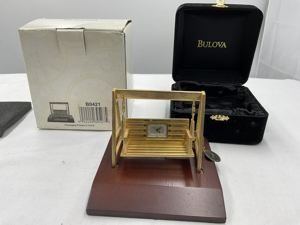 Bulova B0421 Swing Clock With Stand (original packaging)