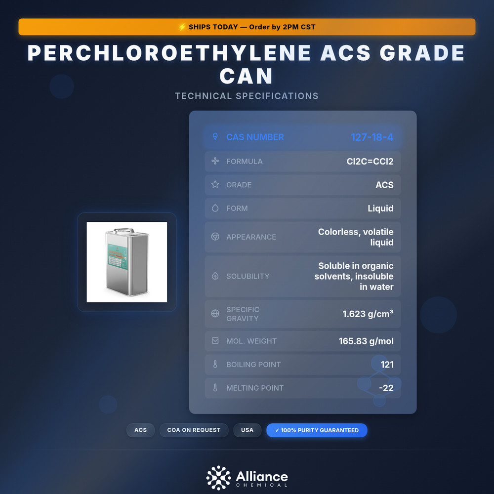 Perchloroethylene ACS Grade - 1 Quart Can
