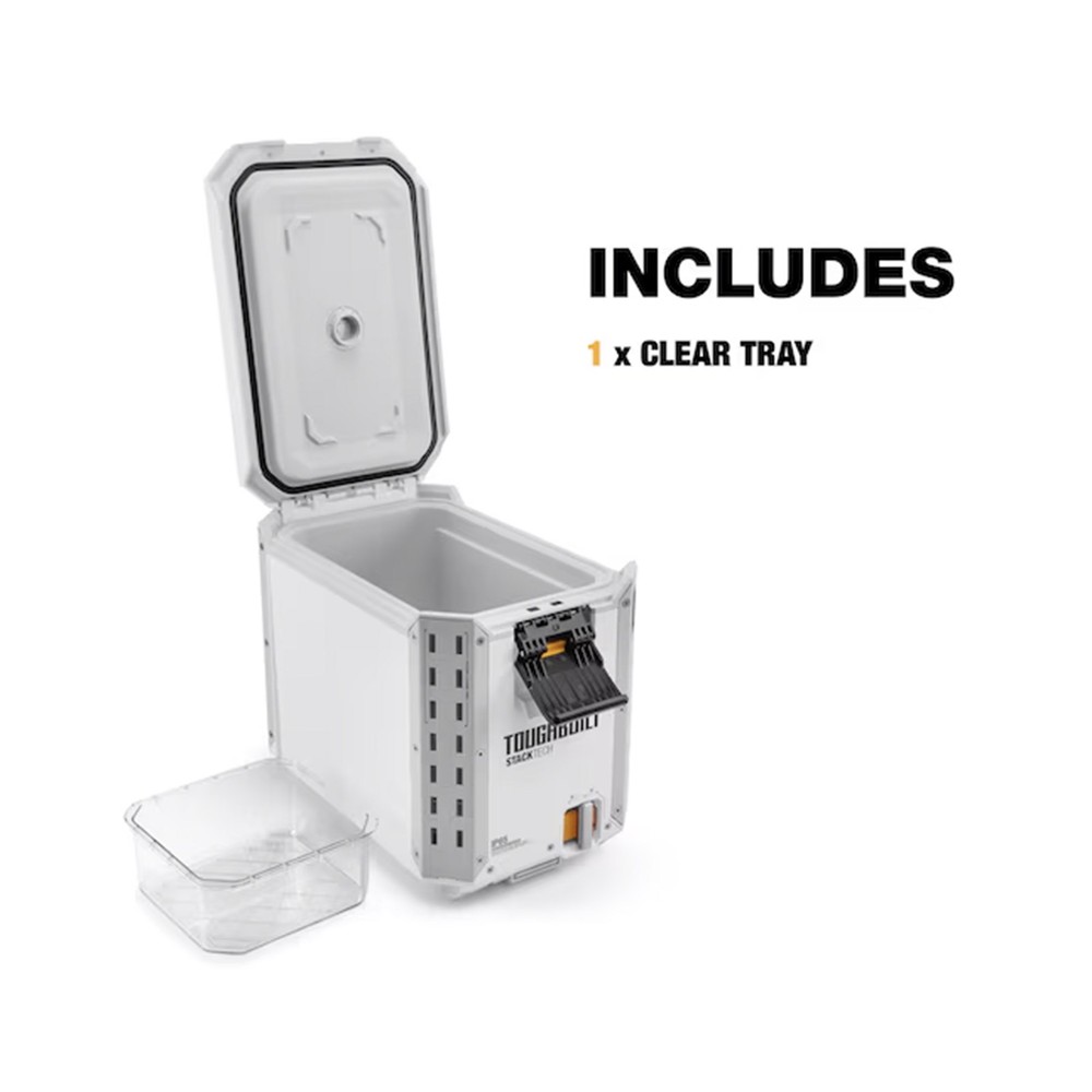 ToughBuilt StackTech Compact Cooler, Stackable 16 Qt Hard Shell Ice Chest, White