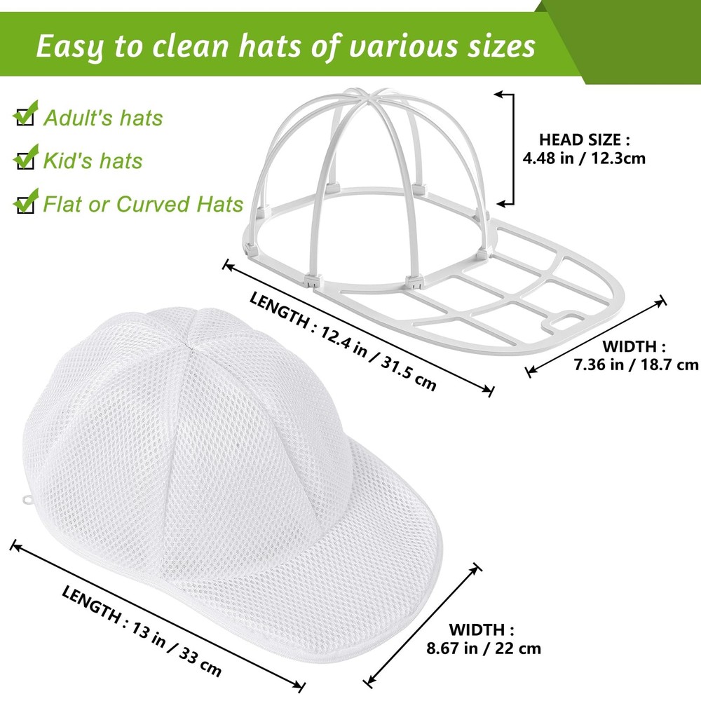 2 Pack Hat Washer Cage for Baseball Caps White