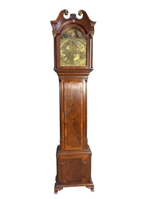 19thc BROUGH WORKINGTON MAHOGANY TALL CASE CLOCK