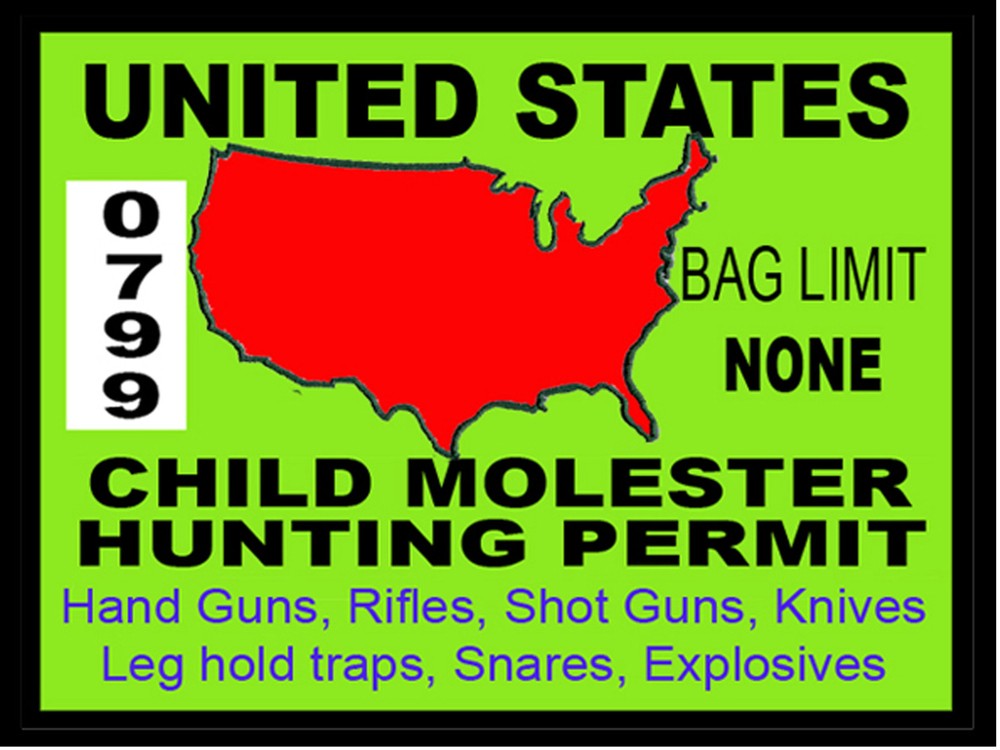 CHILD MOLESTER HUNTING PERMIT, STICKER  S-115