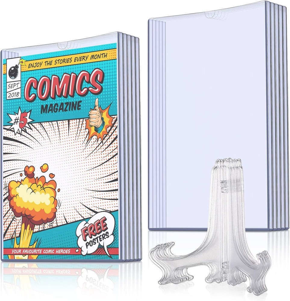 Zonon 5 Set Comic Book Display Case Set, Include Sleeves and clear