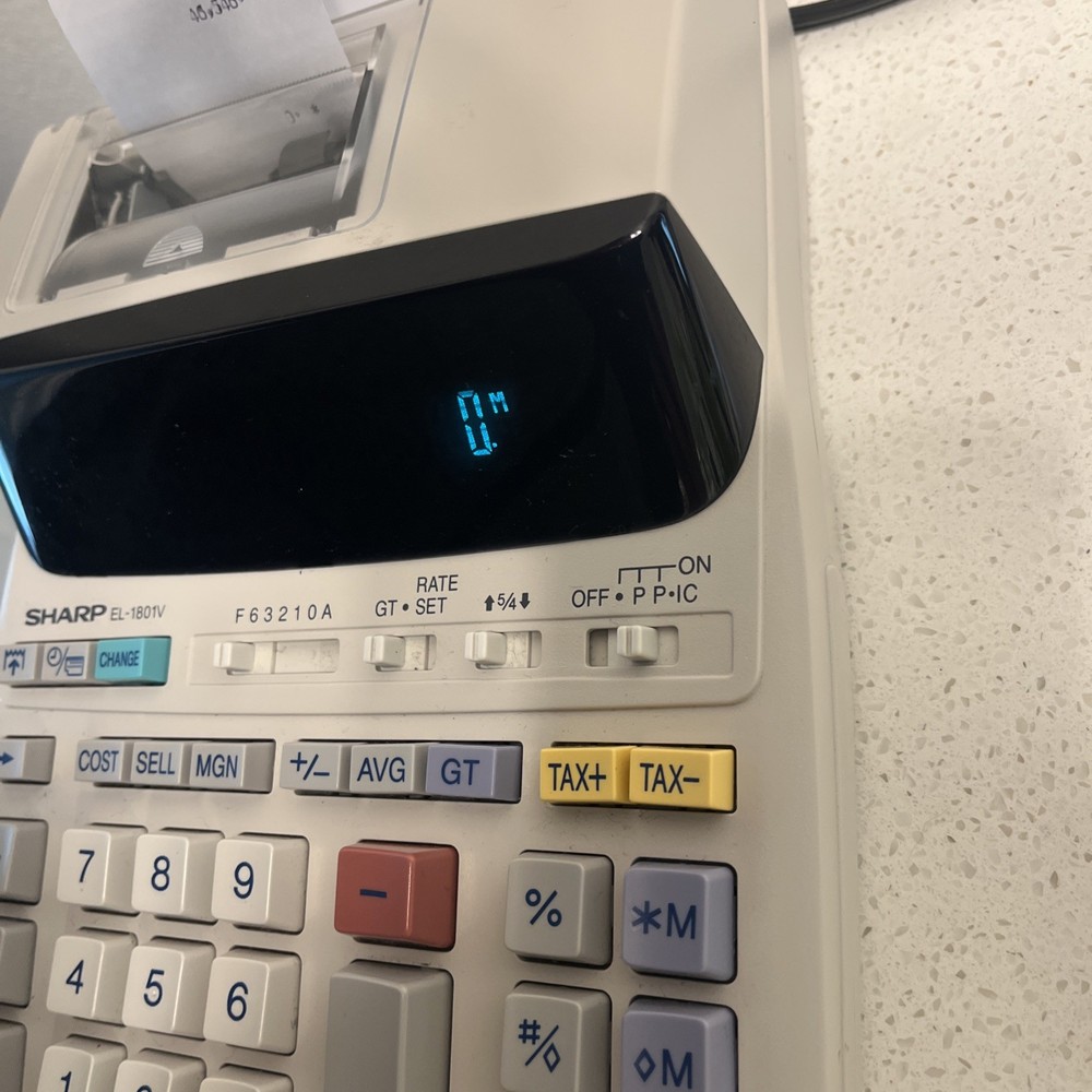 Sharp EL-1801V Ink Printing Calculator Fluorescent Display Tested&Works