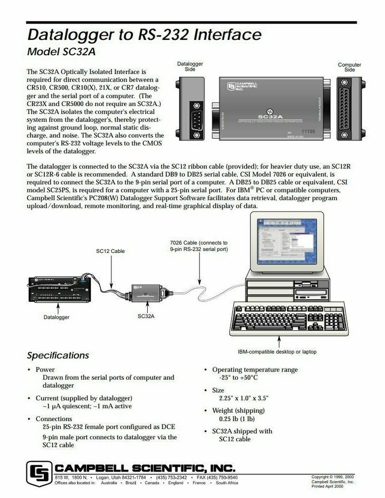 Campbell Scientific SC32A RS232 Interface - Includes 25pin adapter - Tested