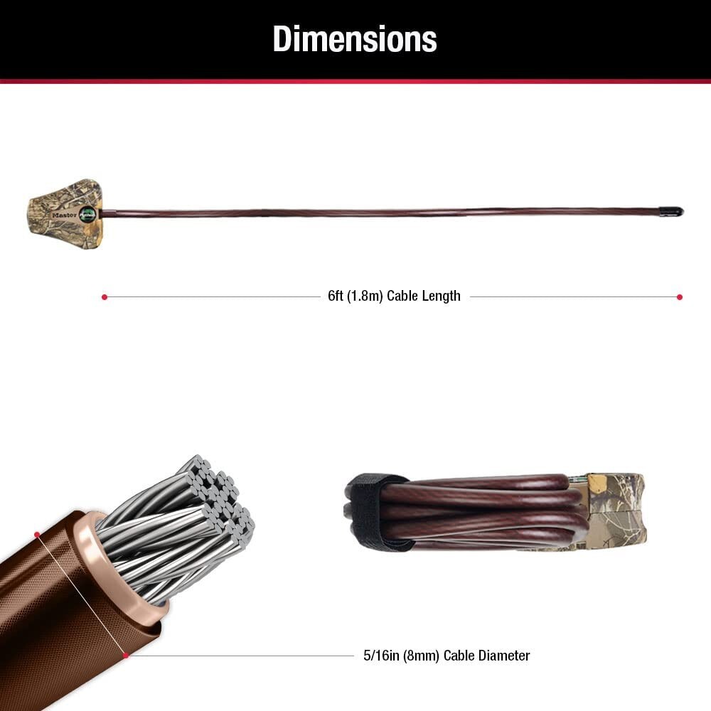 Master Lock - (6)Python Trail Camera Camouflage Cable Locks 8418KA-6 CAMO 6-Pack