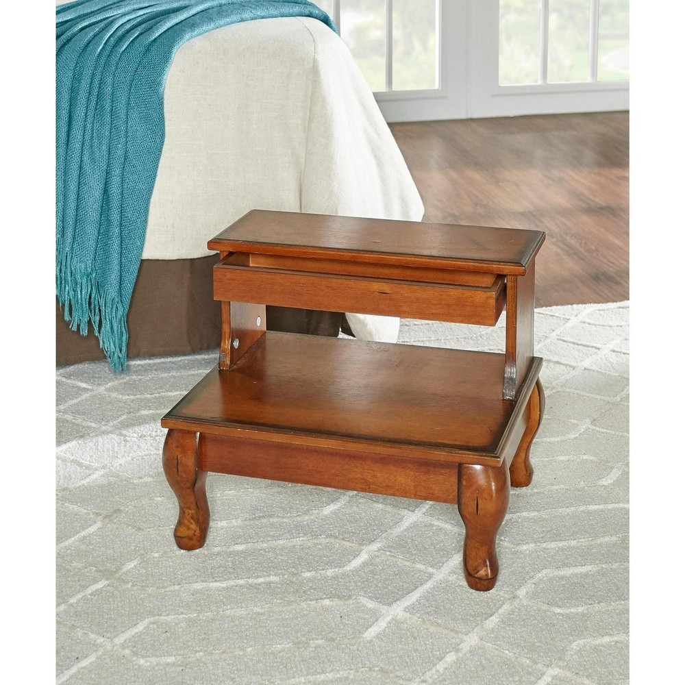 Linon Macon Bed Steps With Drawer