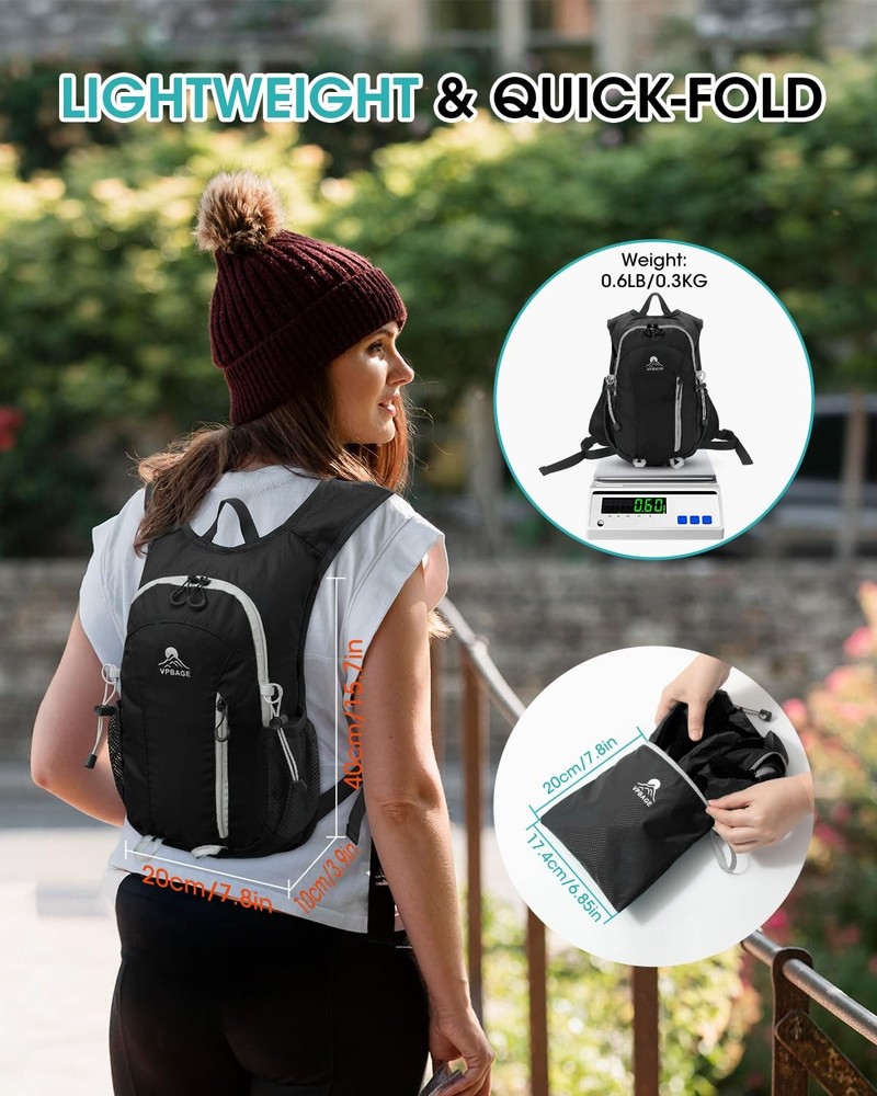 Small Hiking Backpack with Front Holder, Packable Back pack with Chest and Wa...