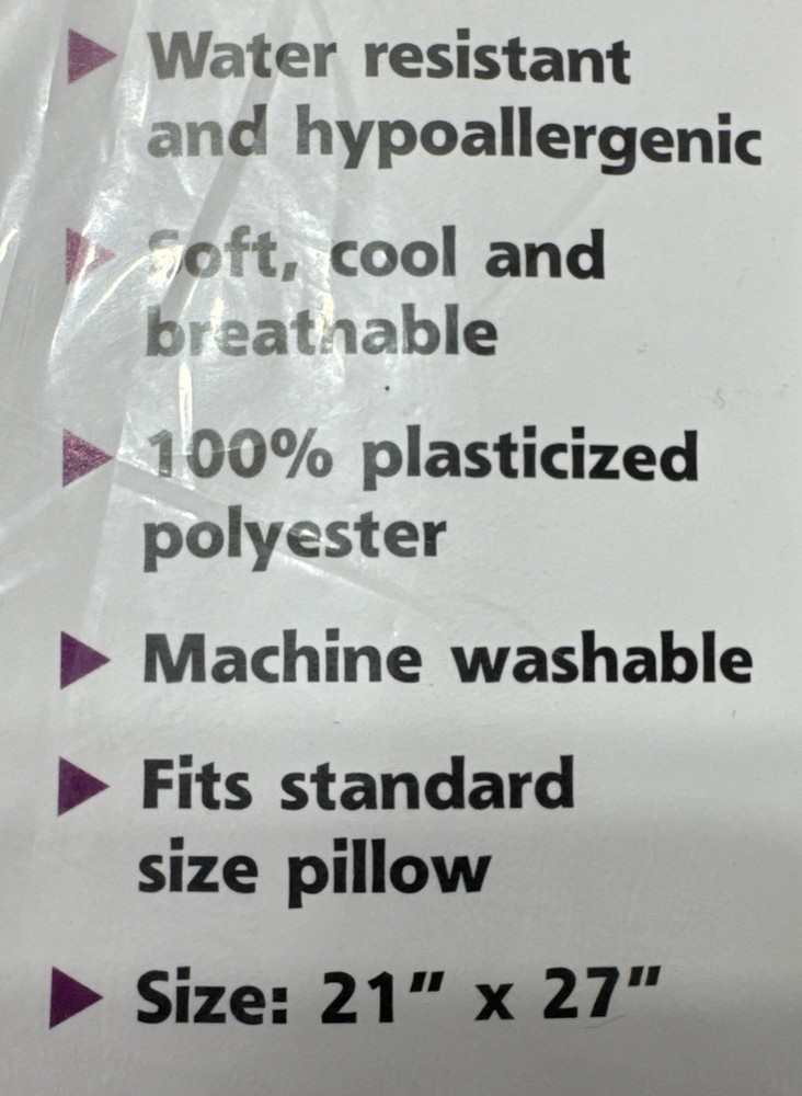 NOS 2011 DMI Polyester Pillow Protector Machine Washable Standard 21 X 27 White