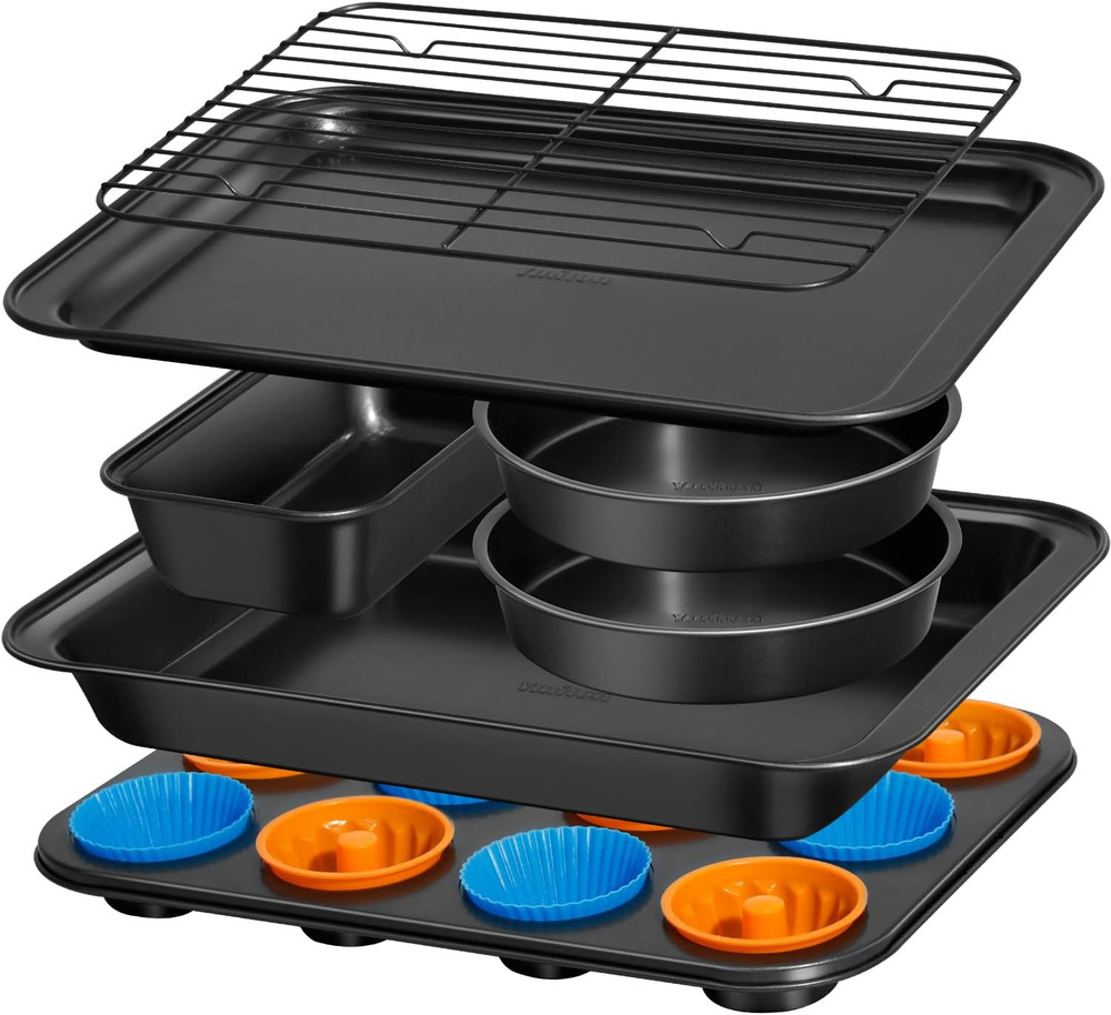 Nonstick Baking Pans Set, 19 PCS Stackable Bakeware Sets, Oven Pan Set Includes