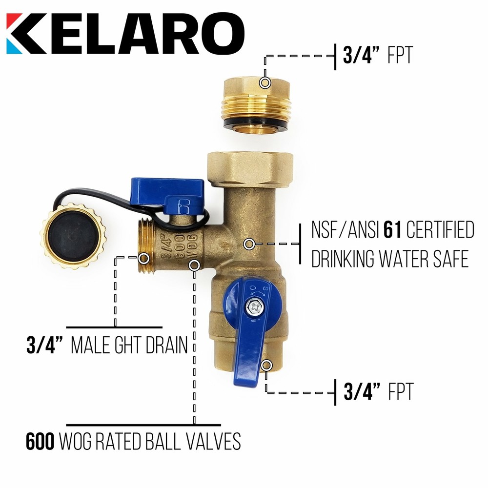 Fits Webstone Tankless Water Heater Descaling Valve Kit - 3/4" Threaded...