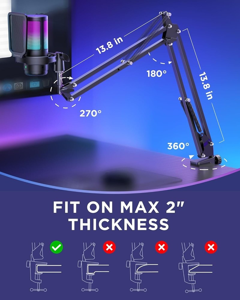 Advanced Noise-Canceling USB Microphone for Streaming & Podcasting - Black